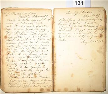 (FOOD AND DRINK.) Manuscript cookbook owned by the Sargent family.